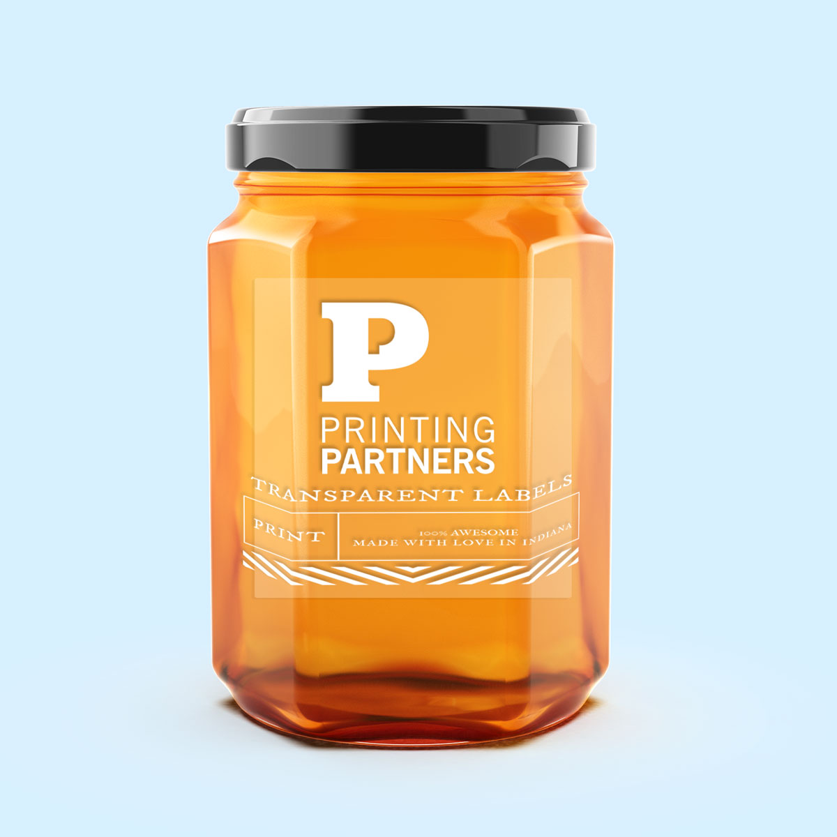 Clear Label on Jar Printed with White Ink