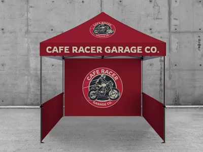 10X10 CANOPY SET Full Back Wall with Two Half Walls Custom tent with your logo