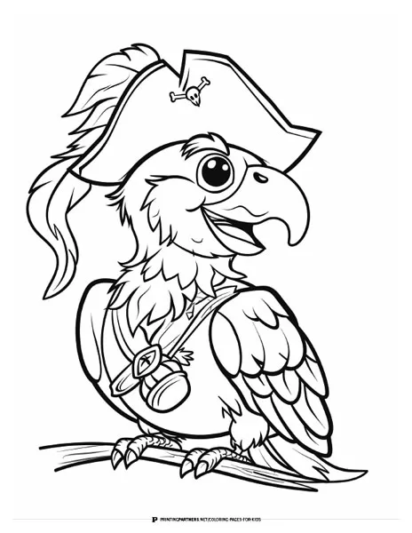 Pirate Parrot Sitting Coloring Page