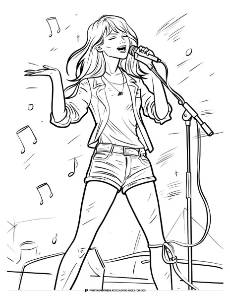 Pop Star Coloring Page