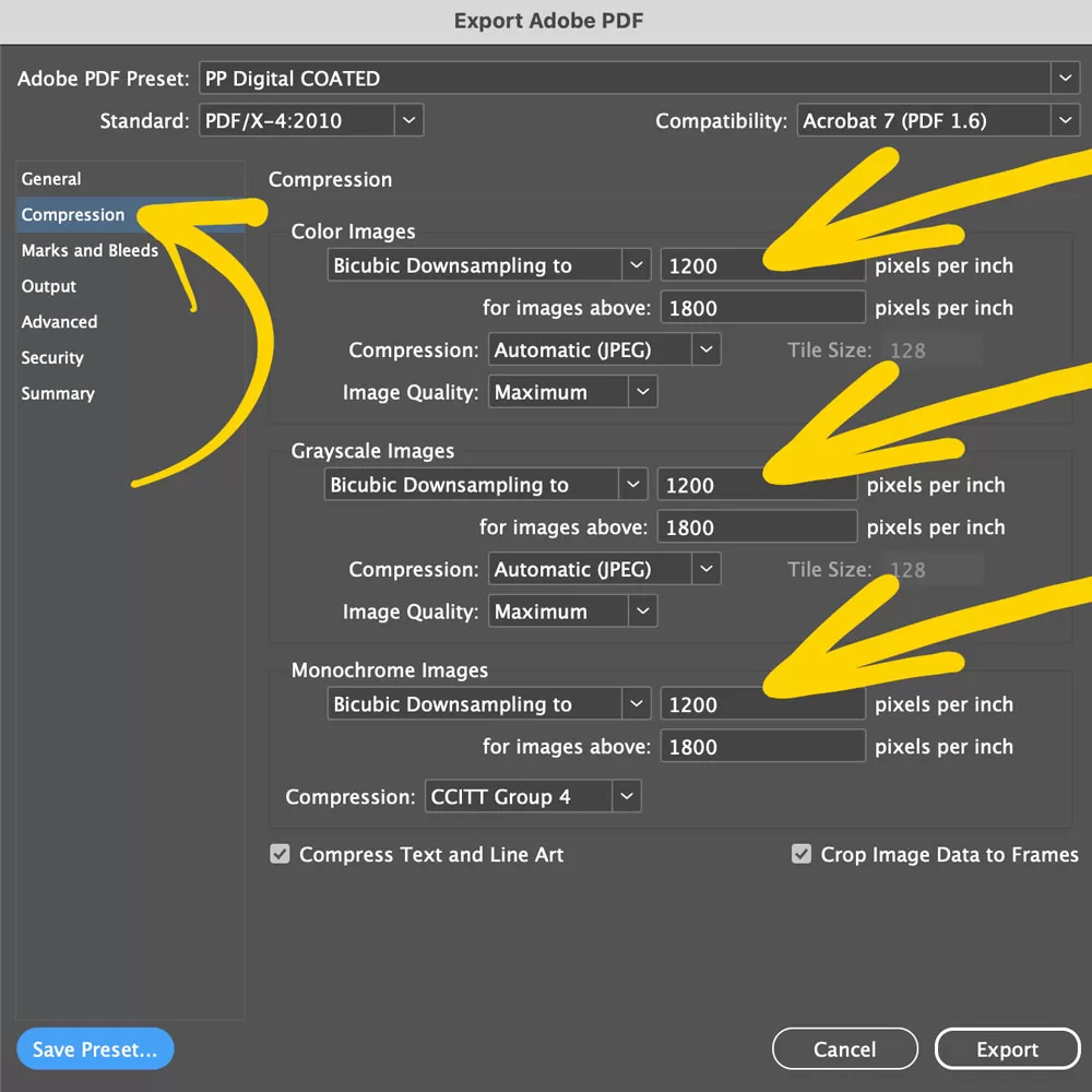 Digital PDF Settings