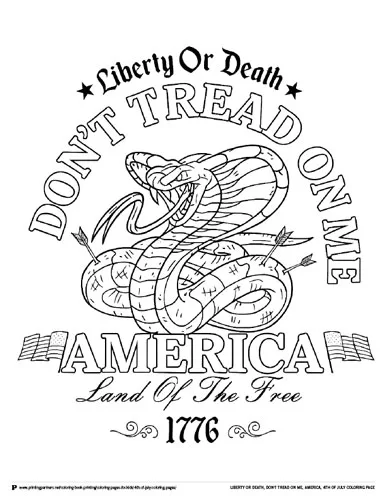 Color this bold “Don’t Tread on Me” rattlesnake design, inspired by the spirit of 1776. A strong statement of independence and freedom.