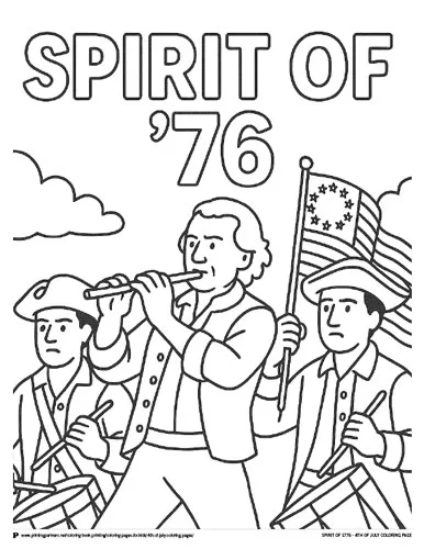 The Spirit of 1776 Free Coloring Page Printable Download