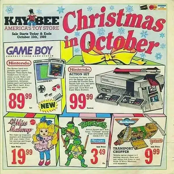 KayBee Toy Store Christmas In October Ad from 1989