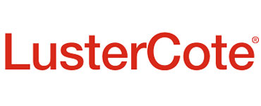 LusterCote logo displayed in bold red letters on a white background.