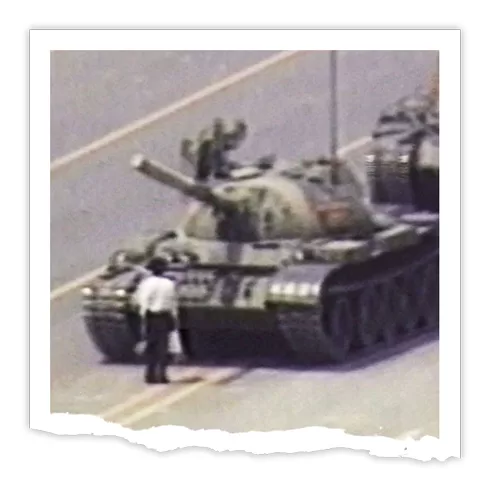 "Tank Man" symbolized courage in the face of oppression. The Tiananmen Square protests in Beijing, China