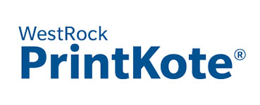 Logo of WestRock PrintKote displayed in a simple design with blue and black text.