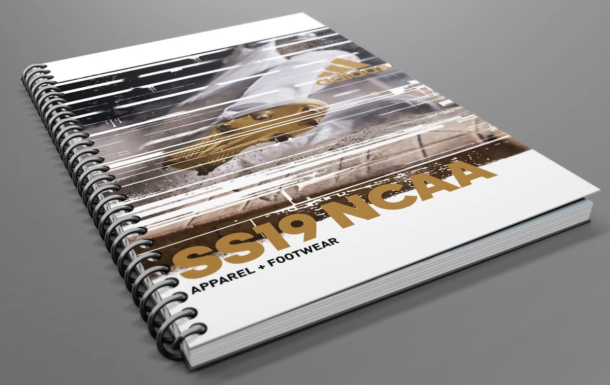 Coil bound book showing the spiral binding along the edge.