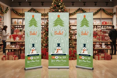 Christmas Shop Retractable Banner Printing Service