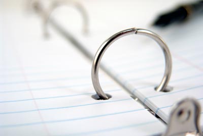 Closeup of 3 Ring Binder