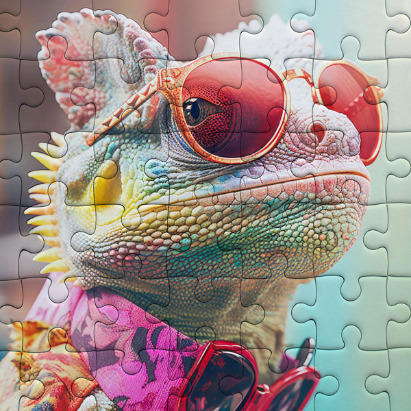 Closeup of Puzzle Cool Lizard 