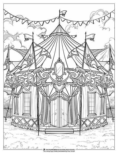 Big circus tent coloring page.