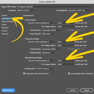 Digital PDF Export at 1200 dpi settings
