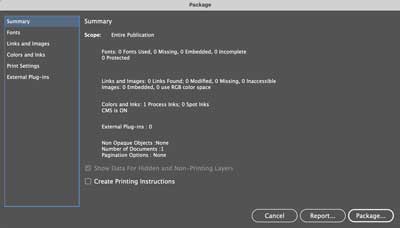 How to package an Indesign File Step 2