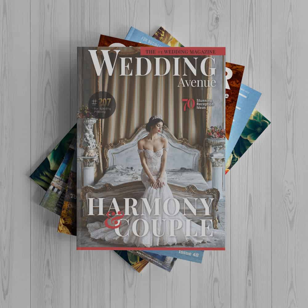 Wedding Avenue magazine cover, a real title printed and bound by Printing Partners