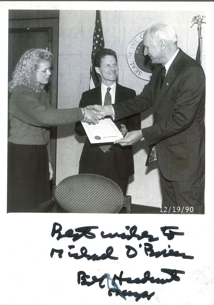 1990 Michael O'Brien, Linda Lake, and Indianapolis Mayor Bill Hudnut