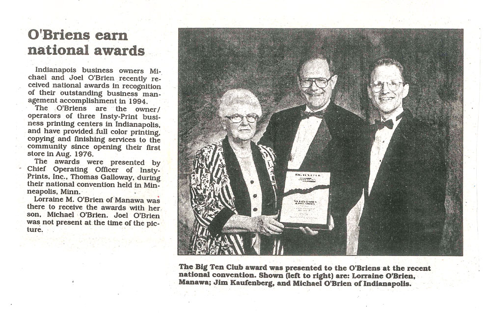 1994 O'Briens Earn National Awards