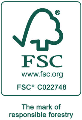 FSC certification logo featuring a tree symbol and the text 'FSC C022748'.
