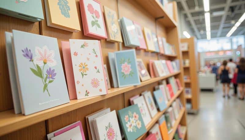 Greeting card display rack — commercial print shop Indianapolis