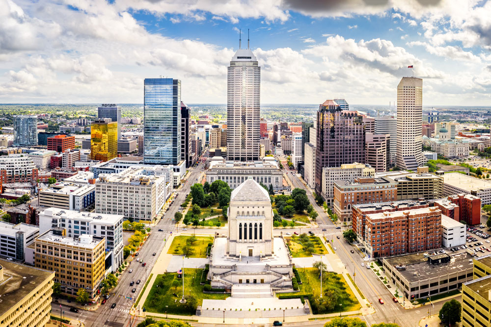 Aerial view of Indianapolis, Indiana — Printing Partners service area