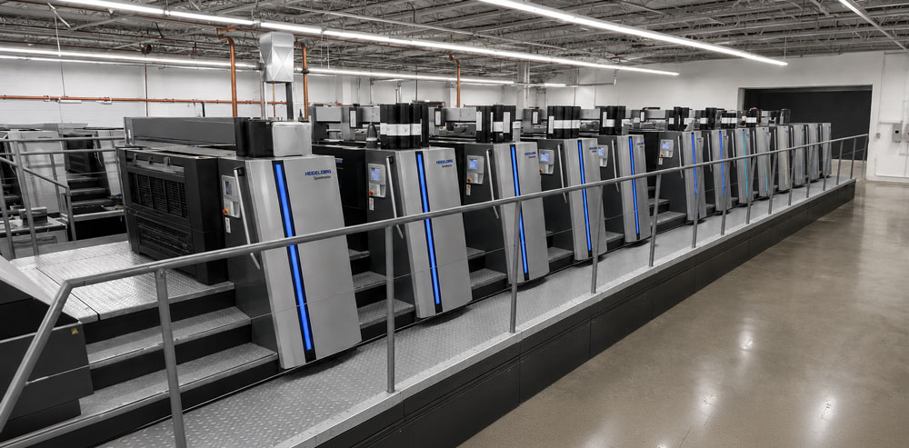 Heidelberg offset presses on the Printing Partners production floor in Indianapolis