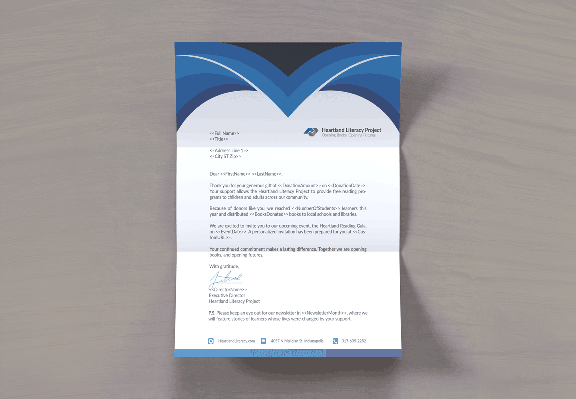 Animated letter showing variable-data fields changing for individual recipients